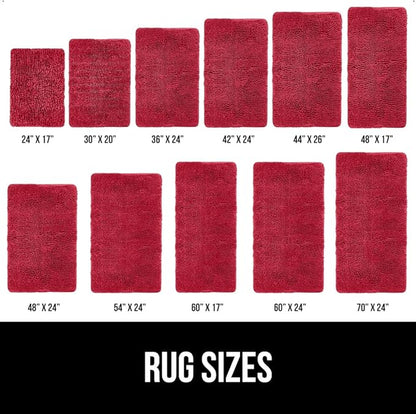 GORILLA GRIP Bath Rug Mat, Thick Soft Absorbent Chenille, Quick Dry Microfiber Mats, Rubber Backing Washable Shower Floor Rugs, Bathmat Runner, US Designed Bathroom Home Decor Accessories 24x17, Red