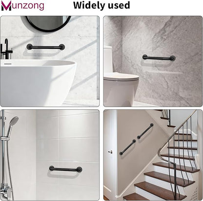 12 Inch Anti Slip Shower Grab Bar, Munzong Oil Rubbed Black Bathroom Grab Bar for Bathtubs and Showers, Knurled Handicap Balance Bar,Safety Hand Rail Support Elderly Senior Assist Bath Handle