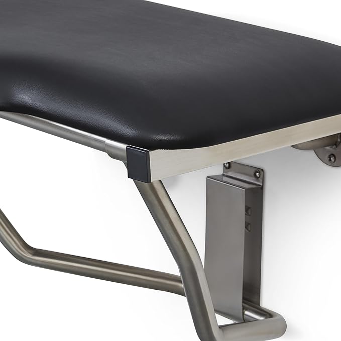 32" x 22.5" Black Padded Cushion Wall Mount Folding Right-Handed Transfer Bench Shower Seat, ADA Compliant