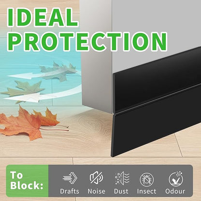 Weather Stripping Door Seal – Door Seal Strip for Door Frame Side, Window, Shower Door Bottom Seal, Strong Adhesive Silicone Draft Stopper for Weatherproofing and Noise Reduction, 1.4in Black