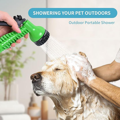 2.1 Gallon Portable Shower for Camping with 7 Spray Modes, Camping Shower for Beach Shower, Car Shower, Hand Press with Removable Hose and Shower Head (Blue)
