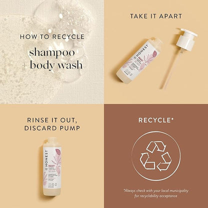 The Honest Company 2-in-1 Cleansing Shampoo Body Wash Gentle for Baby Naturally Derived Tear-free Hypoallergenic Sweet Almond Nourish 18 fl oz