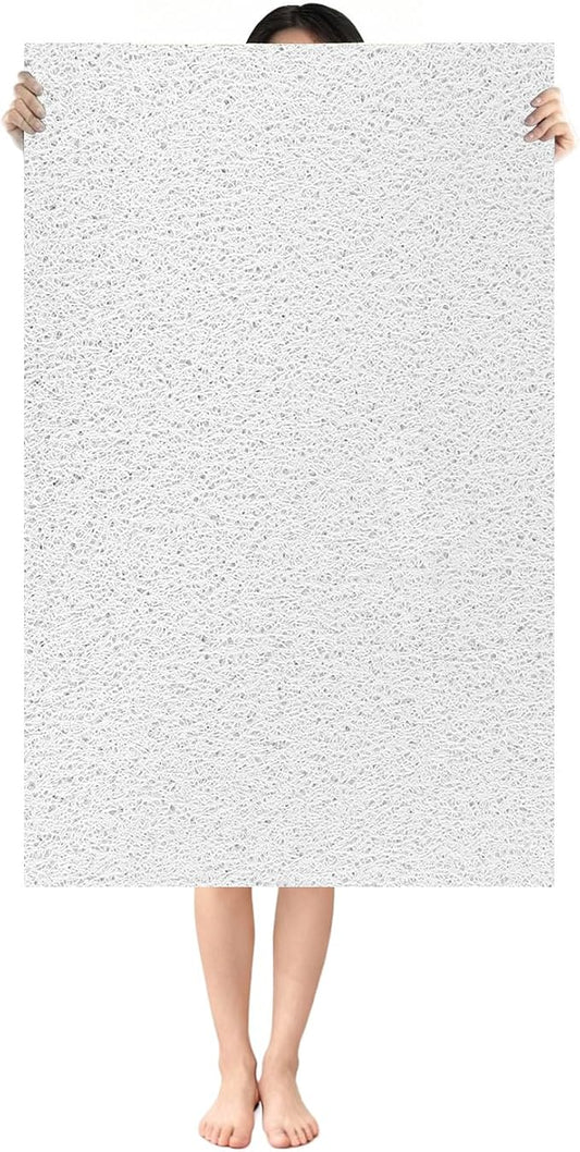 Shower Mat Non Slip: 47.2 x 31.5 Inch Extra Large Shower Mats for Inside Shower with Drain Hole - Soft PVC Loofah Anti Slip Shower Stall Mat for Walk-in Shower and Bathroom, Quick Drying