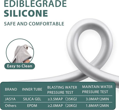 Silicone Shower Hose Extra Long,Explosion Proof Anti Winding Showerhead Hose,Used In Showerheads Spray Bidet Bathing Toilet Cleaning Flexible RV Shower Hoses Replacement (Silver, 59 In)