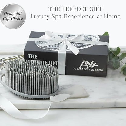 Exfoliating Body Scrubber Silicone - Textured Back Scrubber Shower Brush - Avilana Bath Loofah Alternative Dual Sided - Gentle Smoothing Body Wash Tool Rough Skin - Gift Women Men