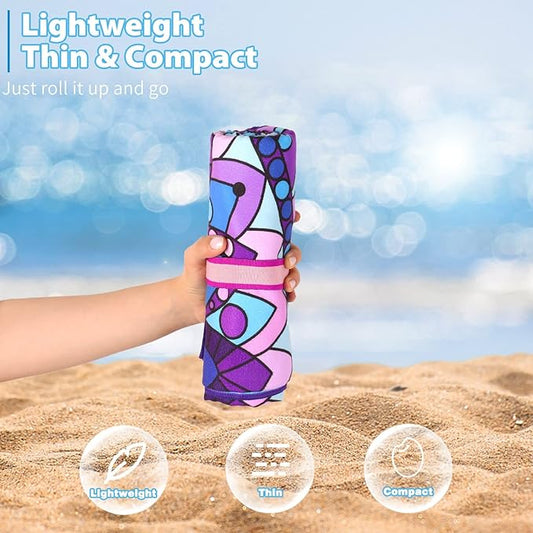 4 Pack Microfiber Oversized Lightweight Beach Towel 71"x32" XL Extra Large Thin Sand Free Towels Travel Swim Pool Yoga Gym Camping for Adults Women Men Beach Essentials Accessories Vacation Gift