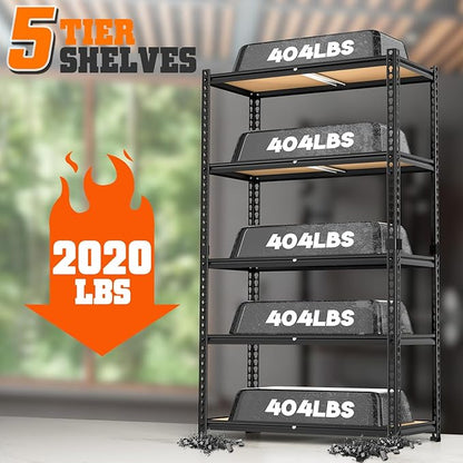 LEVELEVE 5-Tier Heavy Duty Storage Shelving Unit, 2000 lbs Capacity, Adjustable Metal Utility Shelf, 48" L x 18" W x 73" H for Garage, Kitchen, Pantry, Basement, Bathroom, Laundry,2 Pack