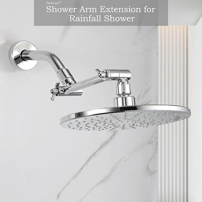 6 Inch Adjustable Shower Head Extension Arm, All-Metal Shower Arm Extender with Locking Set Screw for Rainfall, Fixed, Handheld Showerheads, G1/2 Universal Thread, Easy Installation, Chrome