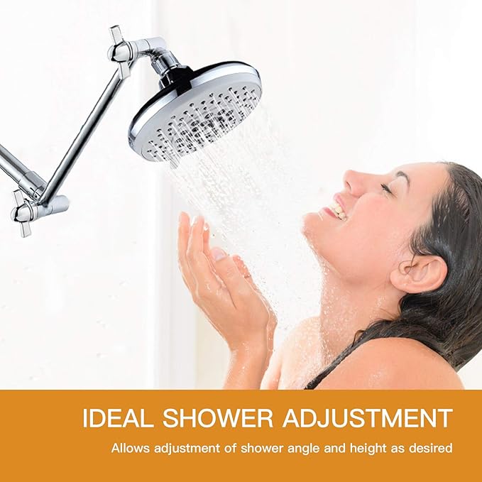 12 Inch Shower Head Extension Arm Chrome. Solid Brass Adjustable Shower Arm Extension. Lower Or Raise Any Rain Or Handheld Showerhead To Your Height & Angle – Universal Connection