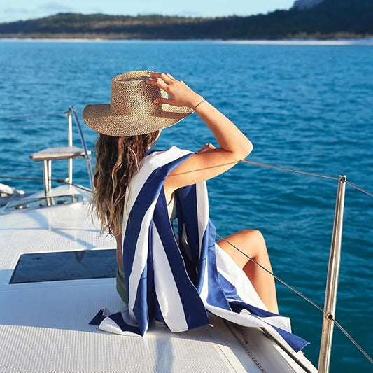 Dock & Bay Beach Towel - Quick Dry, Sand Free - Compact, Lightweight - 100% Recycled - Includes Bag - Set of 4 - Blue Hues, Extra Large (200x90cm, 78x35)