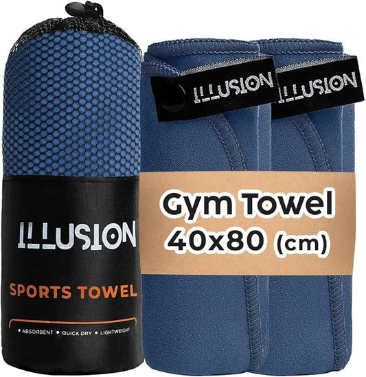 illusion Small Microfiber Gym Towels for Men and Women Active Sports (32" L x 16''W)-Lightweight Quick Dry Gym Towel for Sweat-Workout Towels Ideal for Yoga, Camping, Running, and Outdoor Activities