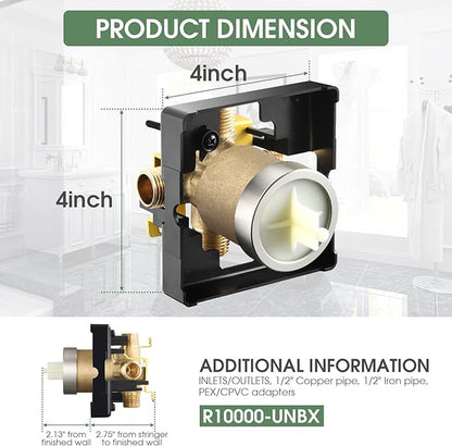 Shower Valve Body for Delta 13,14,17 or 17T Series Trim Kits, Universal Multifunction Rough in Shower Valve,Brass Body