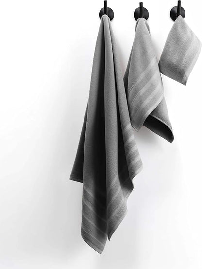 Hearth & Harbor Bath Towels for Bathroom - 100% Ring Spun Cotton Luxury Bathroom Towels - Soft & Highly Absorbent Bath Towels Set, 6 Piece Set, Gray
