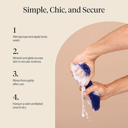 Kitsch African Net Sponge – Exfoliating Body Scrubber for Cleansing & Gentle Daily Exfoliation – Stretchable Bath Sponge for Hard-to-Reach Areas, Long-Lasting Shower Essential - Ocean Blue, 3 Pcs