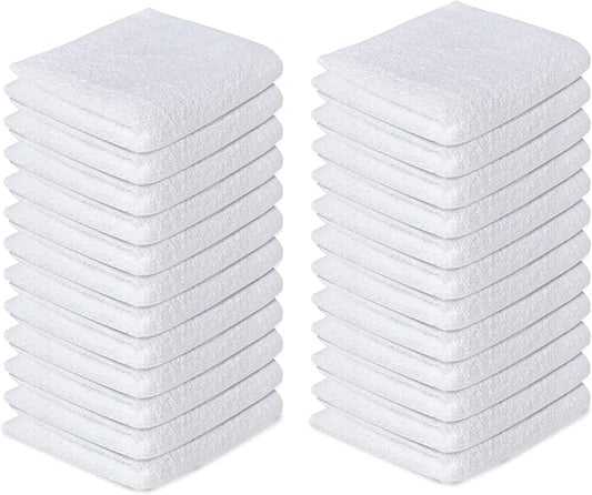Softolle 100% Cotton Washcloths 24 Pack (12x12 Inches) Soft, Highly Absorbent Washcloth, Face Towels, Wash Cloths for Face, Ring Spun, Bulk Pack (Grey/White)
