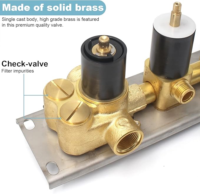 Can Run All Functions Together 5-Way Shower Diverter Valve Kit, HOMEDEC Concealed Brass Thermostatic Mixer Valve Handles Control Outlets Shower Flow(Oil Rubbed Bronze, Vertical installation)