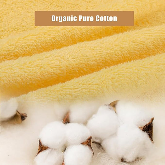 SEMAXE Bath Towel Set, 100% Cotton Bathroom Towels with Hanging Loops, Soft & Absorbent, 8 Piece Towel Set Include 2 Bath Towels, 2 Hand Towels, 4 Washcloths, Yellow & Grey