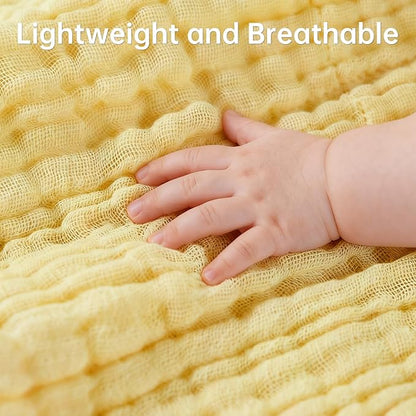 Organic Muslin Baby Washcloths 6 Pack Baby Bath Face Towel 12x12 Inch Extra Absorbent and Soft Burp Cloth and Wash Cloths for Newborn-Infants On Sensitive Skin (White Yellow Pink)