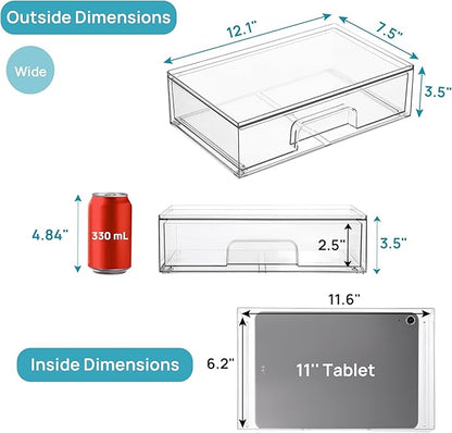 Vtopmart 12.1''W Clear Stackable Storage Drawers,8 Pack Acrylic Plastic Organizers Bins for Makeup Palettes, Cosmetics and Beauty Supplies,Ideal for Vanity, Bathroom,Cabinet,Desk Organization