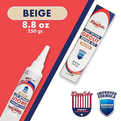 Tile Grout, Repair Kit, Restore & Renew Tile Joints Line, Fast Drying Tile Grout Paint Squeeze Tube for Bathroom Shower Kitchen Floor, Waterproof (8.8 oz, Beige)