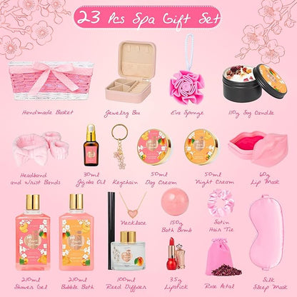 Christmas Gifts for Women Gift - 23-Piece Relaxing Bath and Body Gift Baskets Set Spa Gift Baskets for Women, Gift Sets | Mothers Day Gift for Mom, Birthday Present, Holiday, Anniversary Gift Idea