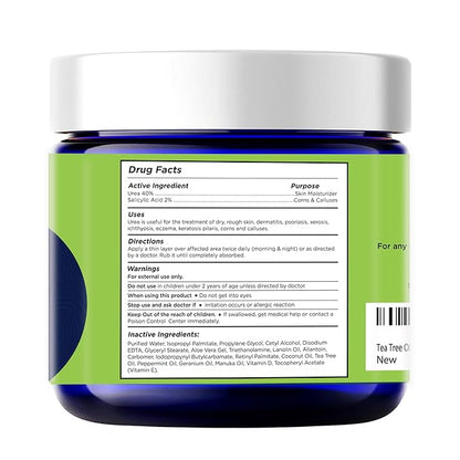 Tea Tree Oil Foot Cream - Moisturizing Athletes Foot Care For Dry Cracked Feet Cream - Heel & Callus Removal, Toenail Treatment, Itchiness Relief - Made in USA Foot Cream, 2 Ounce Pack of 2