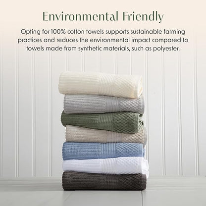 Springtree Home 100% Cotton Towel Set | 6 Piece Set | Super Soft & Absorbent Quick-Dry 2 Bath Towels 2 Hand Towels & 2 Washcloths | Textured and Durable Cotton | Krista Collection - High Rise Grey