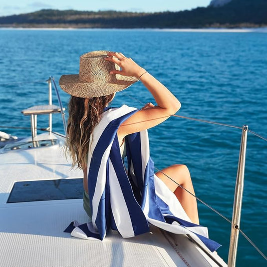 Dock & Bay Beach Towel - Quick Dry, Sand Free - Compact, Lightweight - 100% Recycled - Includes Bag - Cabana - Whitsunday Blue, Extra Large (200x90cm, 78x35)