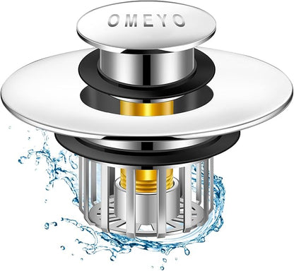 Bathtub Drain Stopper, Pop-Up Tub Stopper with Drain Hair Catcher, Bathtub Plug and Cover with Strainer for 1.5 to 1.8in Tub Drain Hole, Easy to Use
