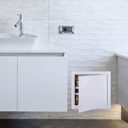 Plastic Wall & Ceiling Access Panel, 14 x 14 Inch, Reinforced Hinged, Removable, White