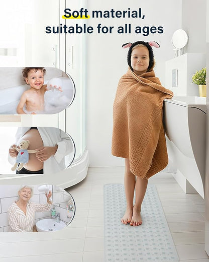 Non Slip Bathtub Mat for Tub & Shower, Machine Washable 40"x16" Anti Slip Bath Mat with 2 Hooks, Soft & Comfortable and Extra Large for Families, Clear