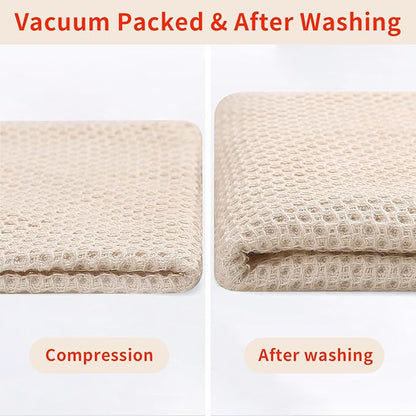 Homaxy 100% Cotton Waffle Weave Kitchen Dish Cloths, Ultra Soft Absorbent Quick Drying Dish Towels, 12 x 12 Inches, 6-Pack, Beige