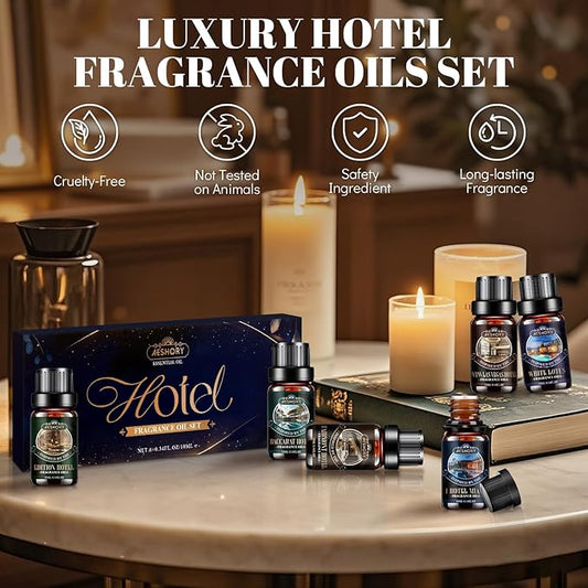 Hotel Diffuser Oils Gift Set,6x10M Luxury Essential Oil for Diffuser, Fragrance Oil Blend Hotel Scent for Soap & Candle Making