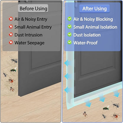 Weather Stripping Door Draft Stopper Flexible Self Adhesive Silicone Door Seal Strip for Glass Doors Windows and Shower Glass Gaps, 2 Inch Wide X 10 Feet Long, Clear