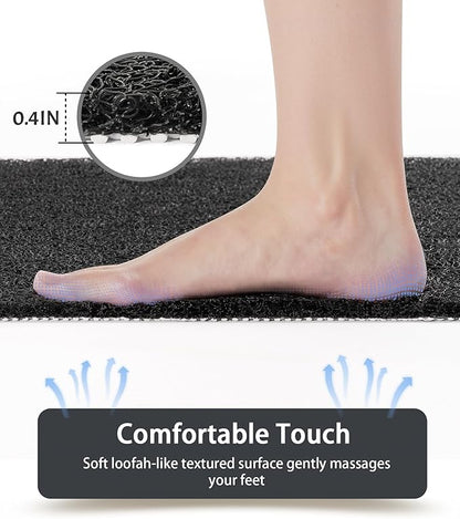 Non Slip Shower Mats for Inside Shower,16x24 Inch,Anti-Slip Bathtub Mats for Bathroom, Foot Scrubber Loofah Bath Mats for Shower, Quick Drying Shower Stall Mats for Wet Areas (Black)