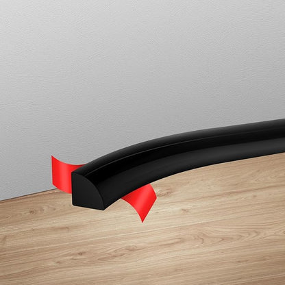 236Inch Flexible Quarter Round Molding Trim, Black Self Adhesive Wall Trim Mini Peel and Stick Rubber Trim Molding for Floor, Bathroom, Kitchen, Countertop, 236" L x 0.5" W x 0.5" H