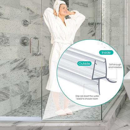 POZIA Clear Frameless Glass Shower Door Bottom Seal | Shower Door Sweep for Leak-Proof, Quick Installation to Create Reliable Water Barrier (2PACK-1/4in-23mm Gap)