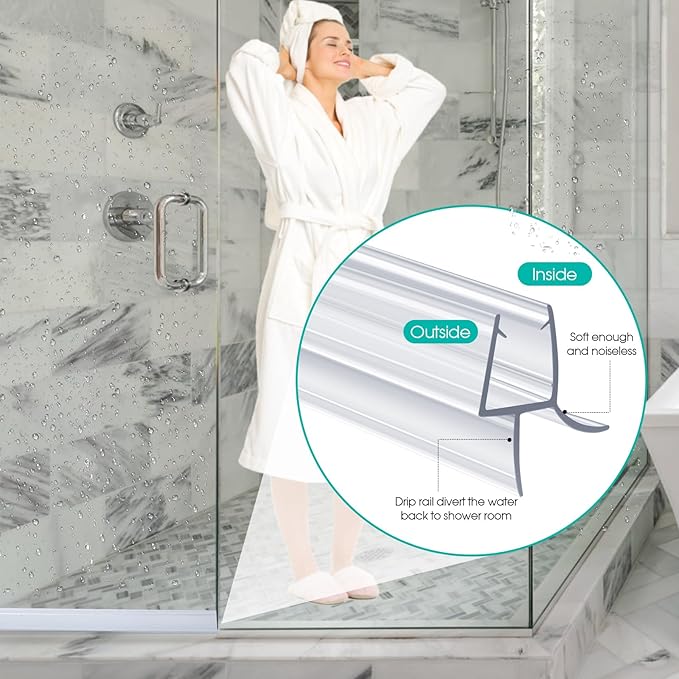 POZIA Clear Frameless Glass Shower Door Bottom Seal | Shower Door Sweep for Leak-Proof, Quick Installation to Create Reliable Water Barrier (1PACK-1/4in-23mm Gap)