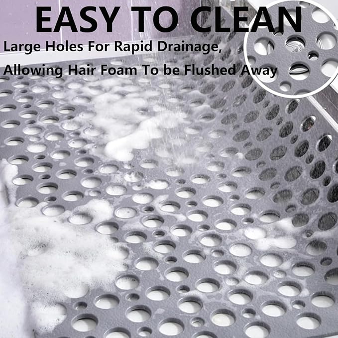Casa and Beyond Shower Mat,Non Slip Bath Mat and Shower Mat with Suction Cups and Drain Holes,Bathroom Mat Easy to Clean Soft Machine Washable,Bathtub Mat Easy Dry&Cut (Pink,47" x 32"(Rectangular))