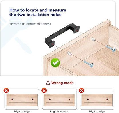 Ravinte Hardware 5 Pack Matte Black Cabinet Pulls, 8 Inch (204mm) Hole Center Zinc Alloy Drawer Handles for Kitchen Cabinets, Cupboards, Dressers, Square Solid Metal Hardware