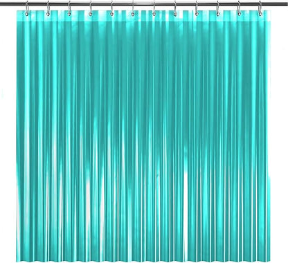 LiBa Bathroom Shower Curtain Premium PEVA Non-Toxic, Green Clear Waterproof Plastic Shower Curtain Liner with Rust Proof Grommets 8G Bathroom Accessories 72x72