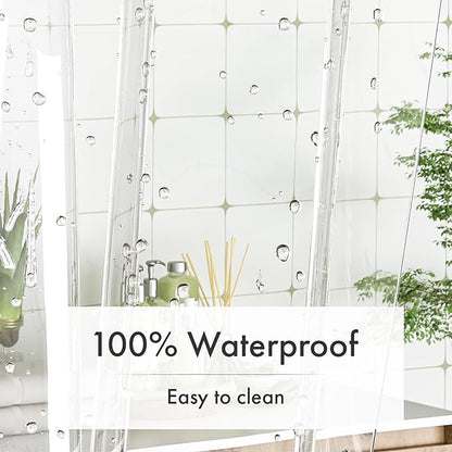 Amazer Long Shower Curtain Liner with Magnets, 72 x 78 Plastic Clear Shower Liner PEVA Waterproof Medium Weight Inside Shower Curtains Liner for Bathroom with Rustproof Grommets
