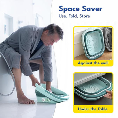 Foot Soaking Tub for Soaking Feet, Collapsible Foot Tub, Foot Bath Soak Tub with Massage Nodes, Large Pedicure Foot Spa Bucket, Portable Foot Soaker Container for Foot Care Routine at Home