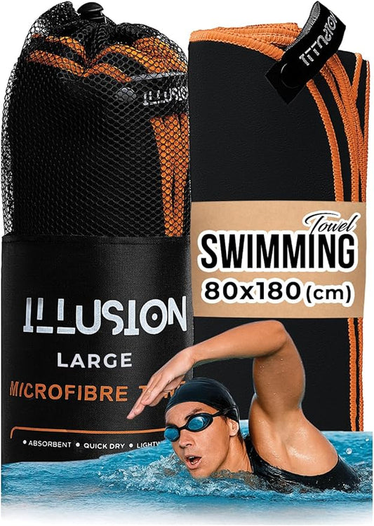 illusion Extra Large Microfibre Swimming Towel (71''L x 32''W)–Compact, Lightweight & Quick Dry Towel-Perfect for Travel, Gym, and Swim Towels Ideal for Post-Workout Showers & After Swimming