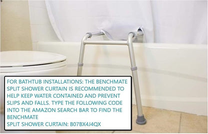 Platinum Health Sliding Shower Chair HydroGlyde Premium Heavy Duty, Padded Bathtub Transfer Bench with Cut Out Seat, for Bath Tub, Adjustable Legs, and Safety Belt, Quick Tool-Less Assembly, Blue