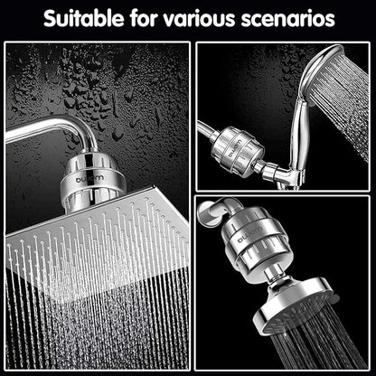 15 Stage Shower Filter Cartridge,High output Universal replacement filter cartridge, Remove Chlorine Heavy Metals and Other Sediments, VitaminC Water Softener Reduces Dry Itchy Skin Dandruff BWDM(4X)