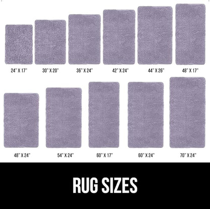 GORILLA GRIP Bath Rug Mat, Soft Absorbent Chenille, Quick Dry Microfiber Mats, Rubber Backing Washable Shower Floor Rugs, Bathmat Runner, US Designed Bathroom Home Decor Accessories 24x17 Light Purple