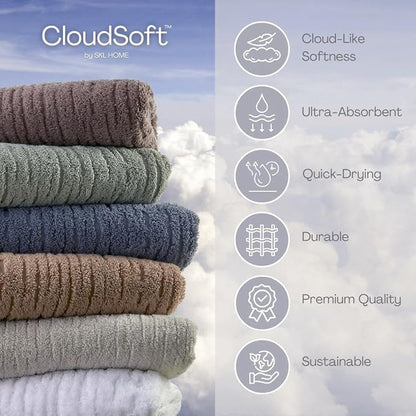 SKL Home CloudSoft Cotton Luxury 4 Pc Bath Towel Set, Clay
