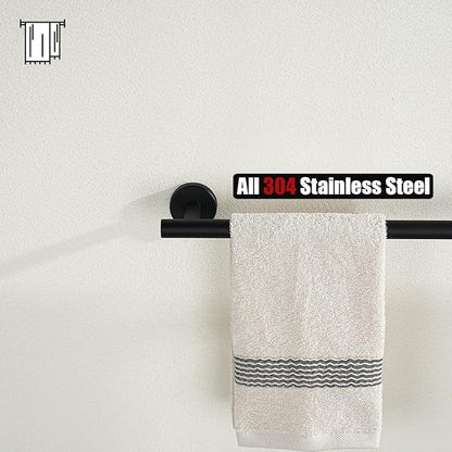 JQK Black Towel Bar, 12 Inch 304 Stainless Steel Thicken 0.8mm Hand Towel Rack, Bathroom Towel Holder Matte Black Wall Mount, Total Length 15 Inch TB110L12-PB