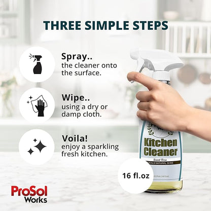 Kitchen Cleaner 16 oz - Daily Cleaning Spray for Countertops, Sink, Cabinets, Appliances, & Stainless Steel Cleaner Revealing Natural Shine & Refreshing Scent - Safe on All Surface